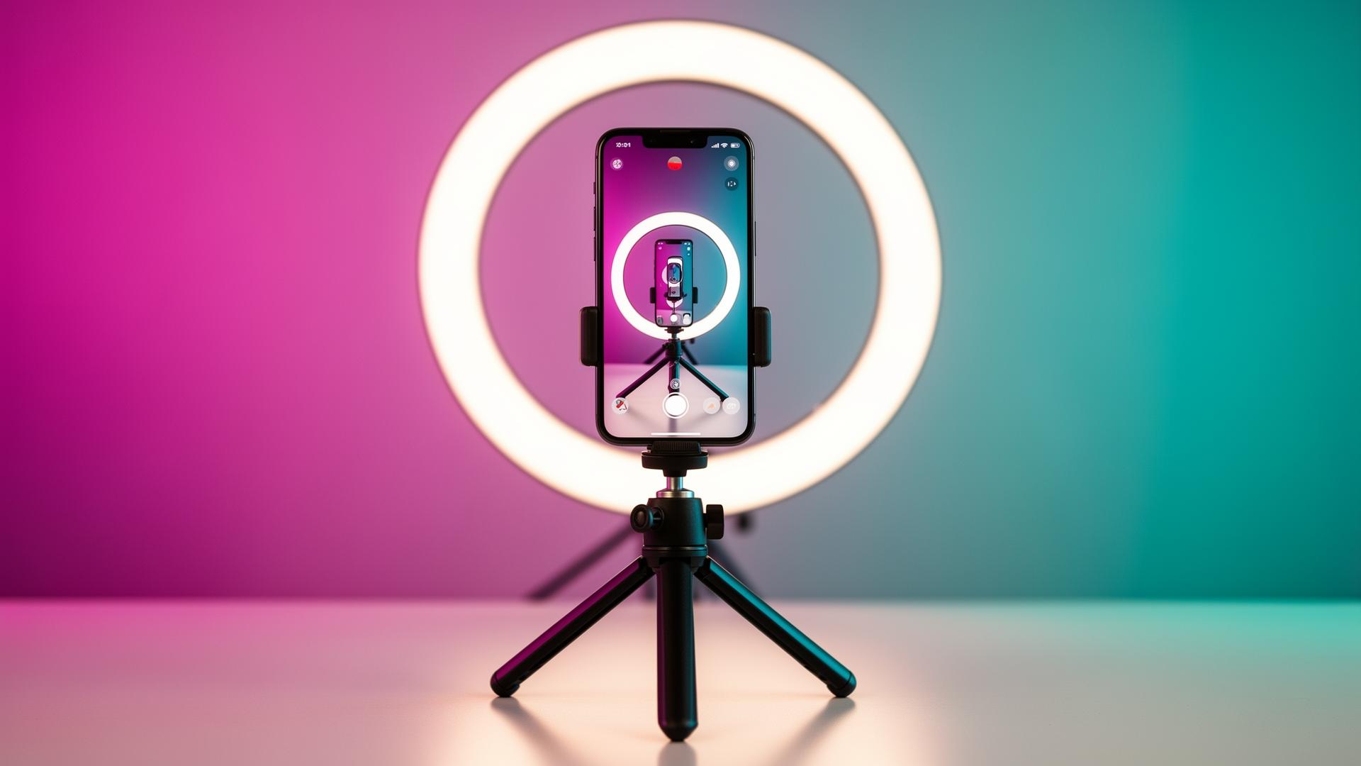 Smartphone vor Ringlicht – Content Creation Setup